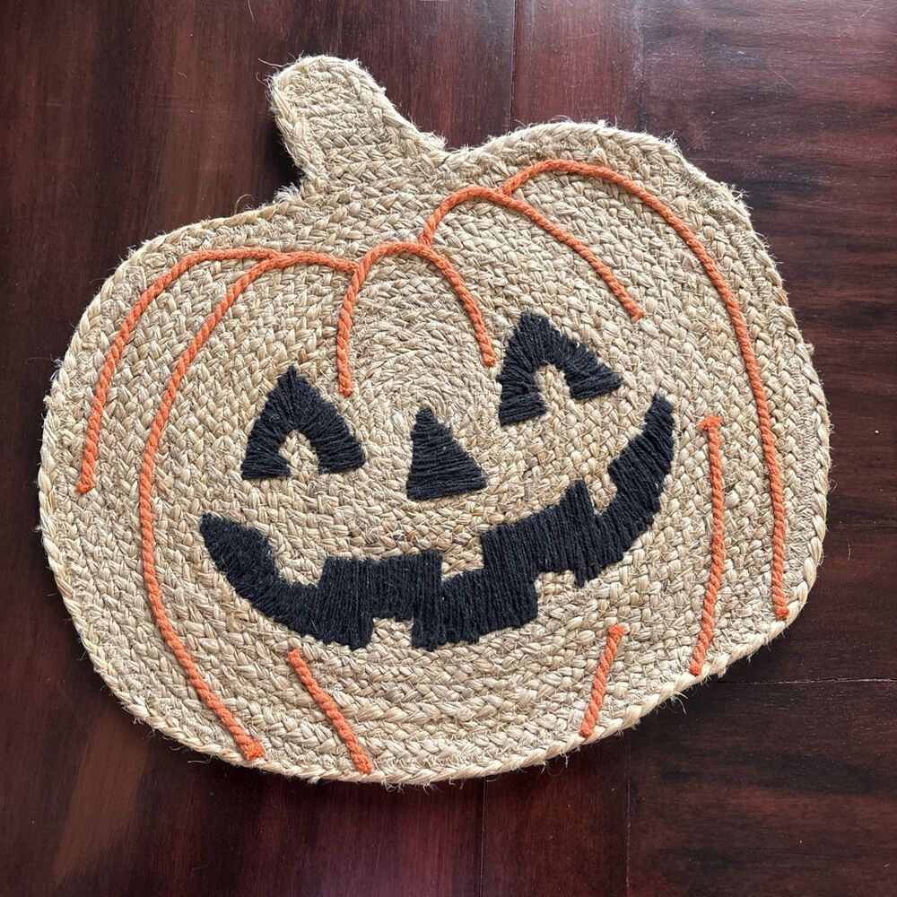 Woven Jute Jack-O-Lantern Placemat